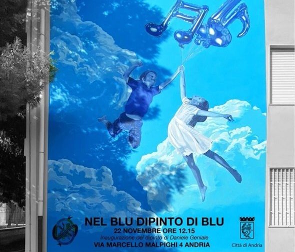 “Nel blu dipinto di Blu”: il murales dipinto sulla parete dell'i.c. Mariano Fermi